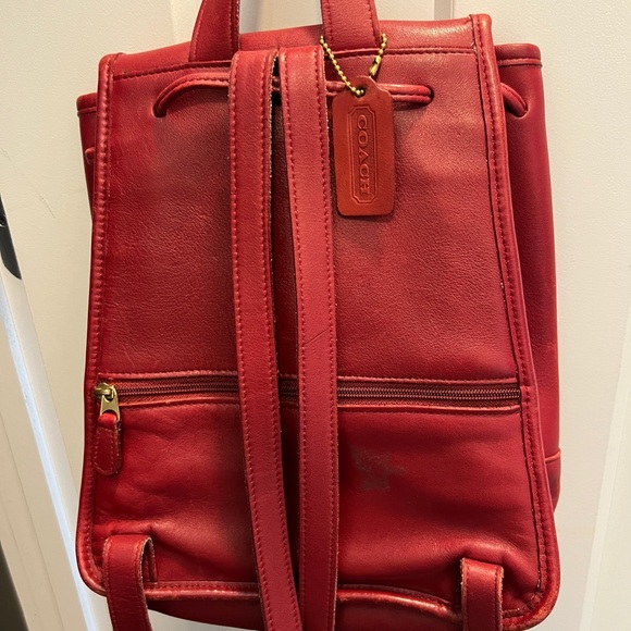 Vintage Coach Large Red Leather Daypack Backpack RARE - Picture 14 of 17